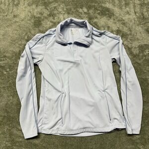 Mondetta Ladies' Long Sleeve Small Top 1/4 Zip Blue Thumb Hole, Anti Odor